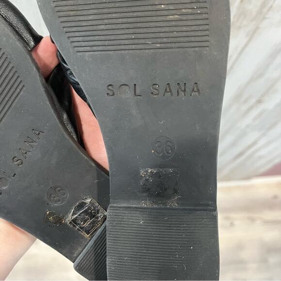 Sol Sana Black Leather Paradise Slide Sandals - Picture 7 of 7